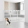 36 Inch Folding Wooden Freestanding Pet Gate Dog Gate with 360° Flexible Hinge